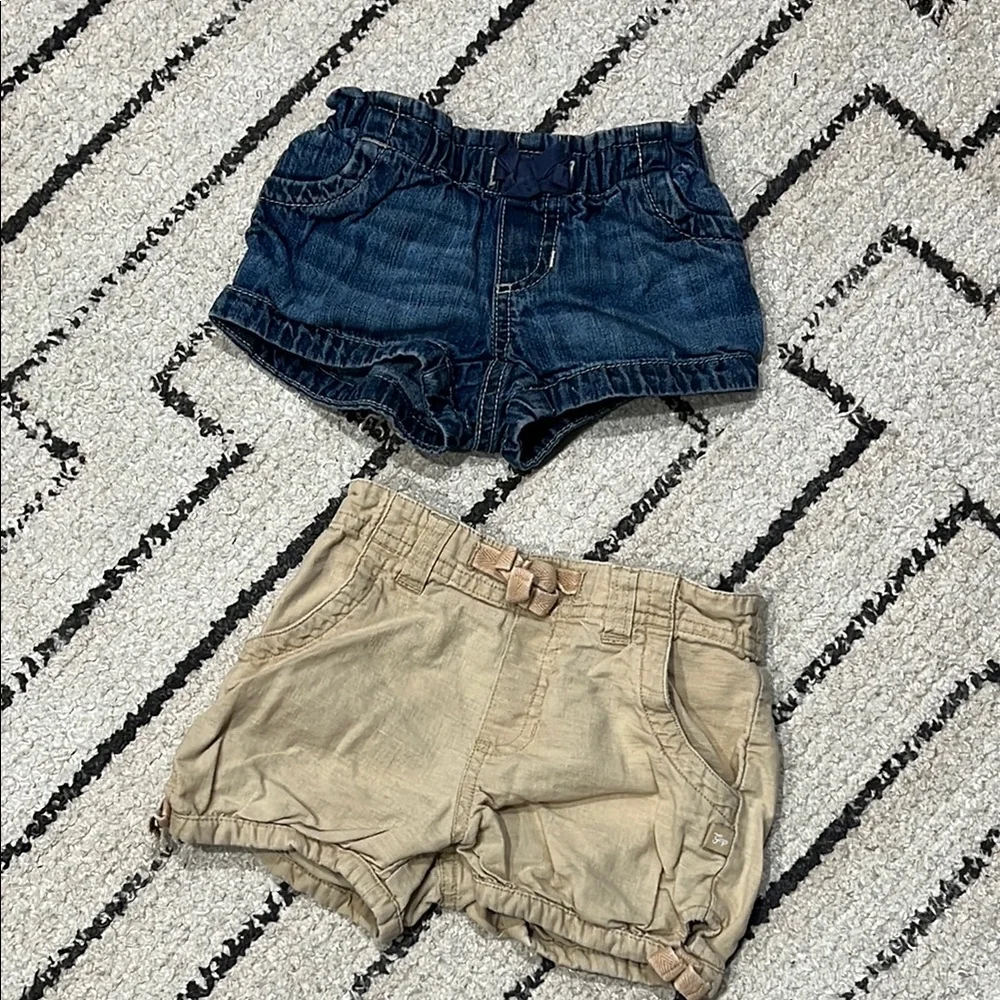 Denim and Khaki Shorts Set